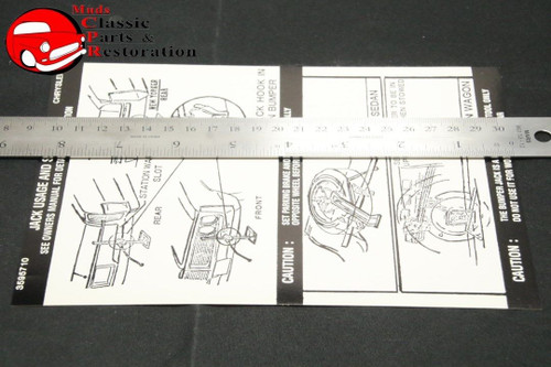 72 Chrysler Full Size Jack Instructions Decal Mopar # 3595710