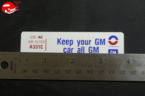 73 Pontiac 350-4V Keep Your Gm All Gm Air Cleaner Decal Pf 6486106
