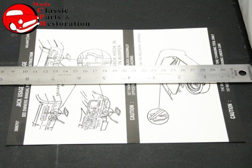 73-74 Valiant Dart Jack Instructions Decal Mopar Part # 3686767