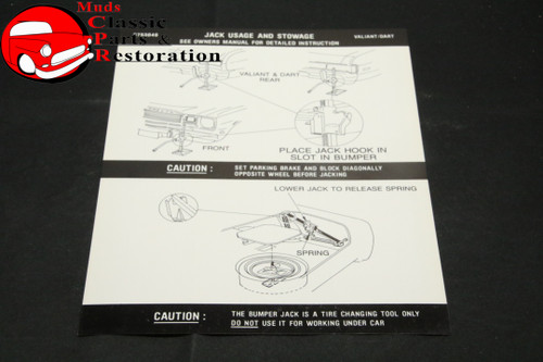 74-75 Duster Jack Instructions Decal