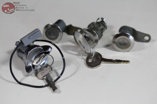 81-93 Mustang Ford Ignition Door Trunk Lock Cylinders Stainless Face W Keys New