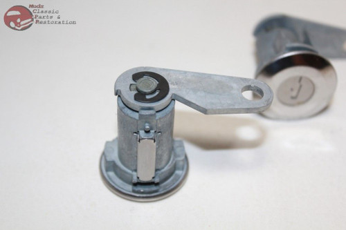 81-93 Mustang Ford Truck Door Lock Cylinder Key Set Chrome Cap Flat Pawl New