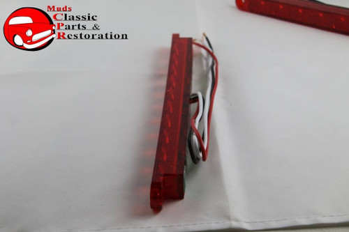 9" Red Led Red Lens Stop Turn Tail Light Lamp Bars Custom Truck Hot Rat Rod Pr