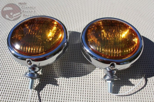 Amber 5" 12 Volt Custom Mounted Fog Lights Lamps Vintage Style Car Truck Hot Rod