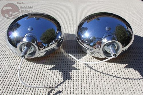 Amber 5" 12 Volt Custom Mounted Fog Lights Lamps Vintage Style Car Truck Hot Rod