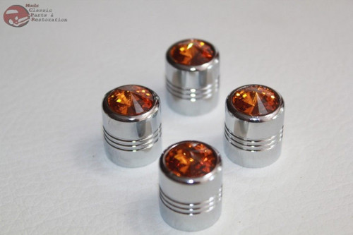 Amber Diamond Tire Air Valve Stem Cap Cover Set Hot Rat Street Rod Custom Truck