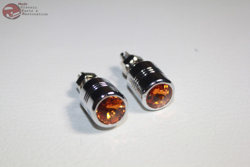 Amber Diamond License Plate Frame Tag Fastener Bolts Custom Chopper Bobber Pair
