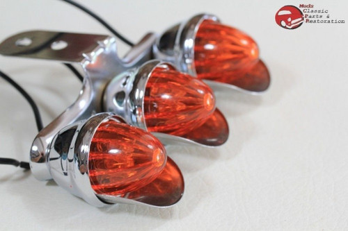 Amber Mini Outside Tri Marker Visor Light Set Bolt On Hot Rat Rod Custom Truck
