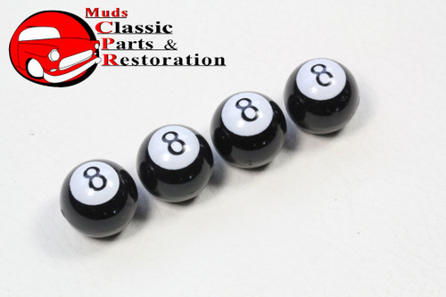 Black 8 Eight Ball Tire Air Valve Stem Caps Cover Hot Rat Rod Custom Truck