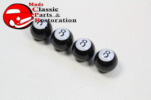 Black 8 Eight Ball Tire Air Valve Stem Caps Cover Hot Rat Rod Custom Truck