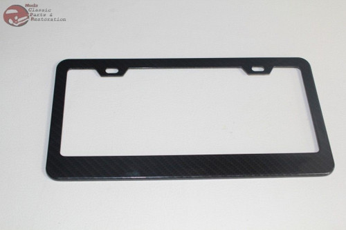 Black Carbon Fiber Style Custom Front Rear License Plate Frame Wide Bottom New