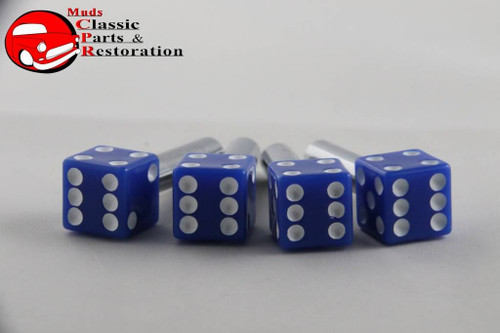 Blue Dice White Dots Door Lock Latch Knobs Custom Truck Hot Rat Street Rod