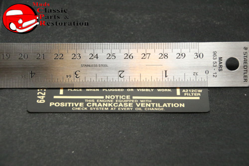 Camaro 396/325Hp Air Cleaner Service Instructions Decal