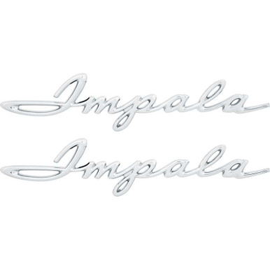 1962 62 Chevy Chevrolet Impala Rear Quarter Panel Emblems Scripts Pair