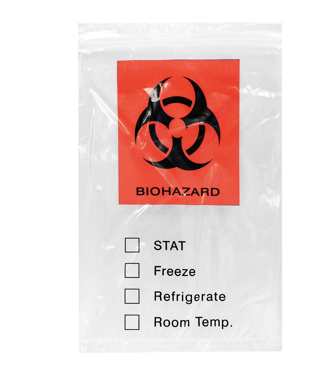 Red Biohazard Waste Stick-On Bags, 2 mil, 9