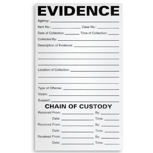 4" x 6" Evidence Chain of Custody Label 4" x 6" Evidence Chain of Custody Label