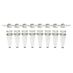 0.2 mL 8-Strip PCR Tubes & Flat Strip Caps Packed Together, White