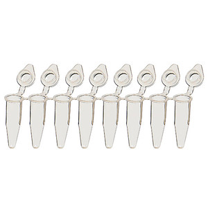 0.1mL Split-Strip 8-Strip Tubes w/Individually Attached Flat Caps, Low-Profile, Clear