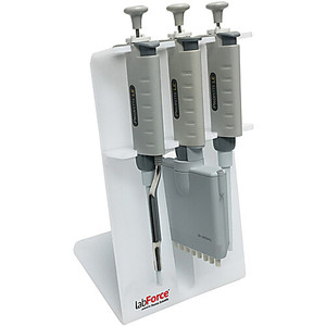Pipette Stand for 3 pipettes, up to one multi-channel, acrylic