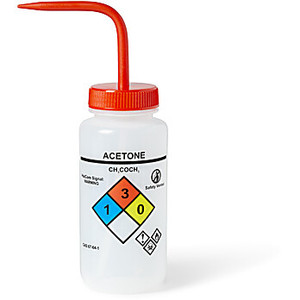 Acetone Vented Wash Bottle, Pack of 6, LDPE