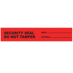 SealGuard™ Security Seal w/ Date and Initials - Red - 1.375" x 7" - 100/Box  SealGuard™ Security Seal w/ Date and Initials - Red - 1.375" x 7" - 100/Box