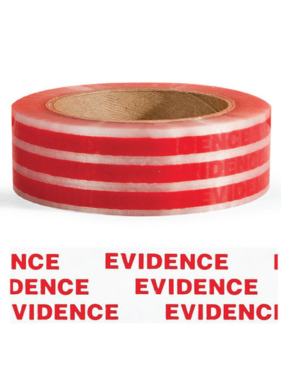 Red on Clear Poly Moisture Resistant Boxer™ Tape with "Evidence” imprint