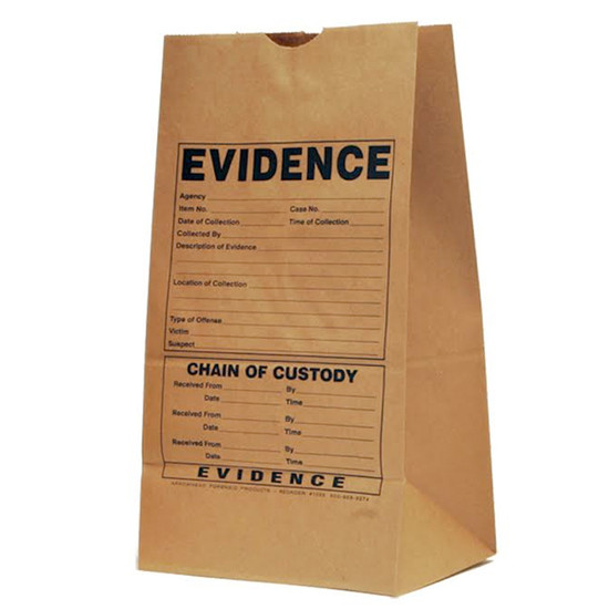 8” x 5.25” x 15.5” Printed Paper Evidence Bag