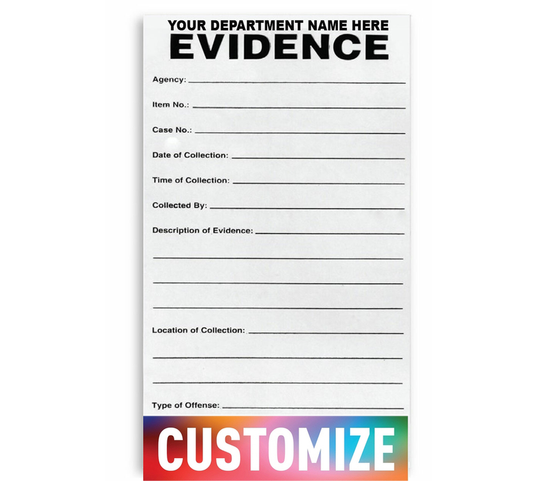 Adhesive Custom Evidence Label - 4" x 6” - 100 labels/pk 