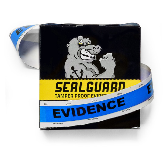 SealGuard Signature Series Tamper Evident Tape Blue with Double White Stripe 1.375" x 108"