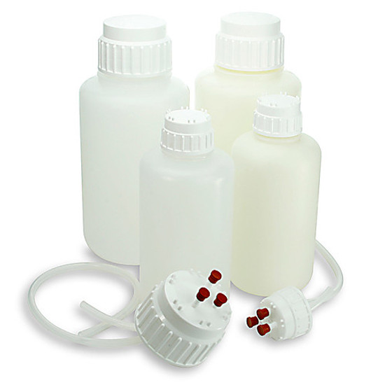 Vacuum Bottle, Narrow Mouth, Heavy Duty PP Bottle, White PP 53mm Screw Cap, 2 Litres (0.5 Gallons), 2/Pack