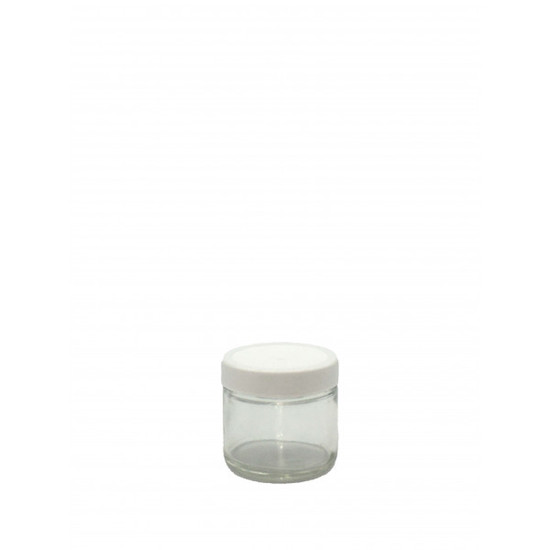 2oz Clear Straight Sided Jar Assembled with 53-400 PTFE Lined Cap