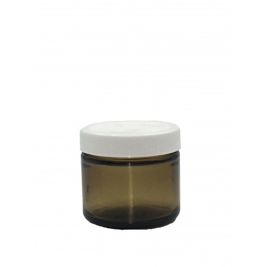 2oz Amber Straight Sided Jar Assembled with 53-400 PTFE Lined Cap