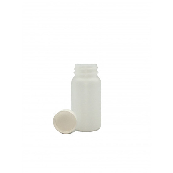 250mL Natural HDPE Wide Mouth Packer Assembled with 45-400 F-217 Foam Lined Cap