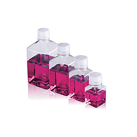 Sterile Square PET Media Bottles filled