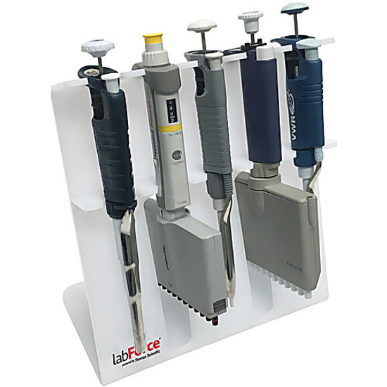 Pipette Stand for 5 pipettes, up to two multi-channels, acrylic