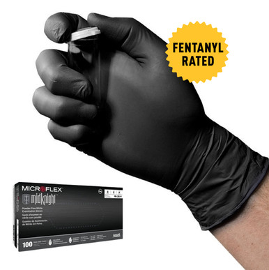 MidKnight Black Nitrile Gloves Medium | Arrowhead Forensics