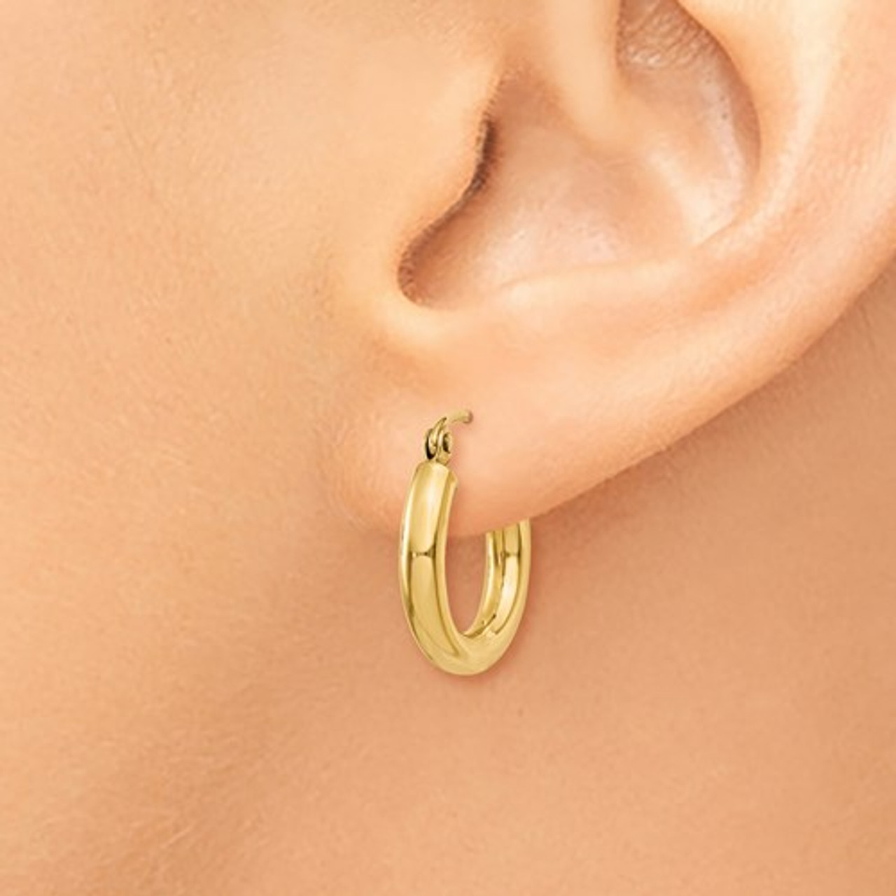 14k Gold 3mm x 15mm Hoop Earrings