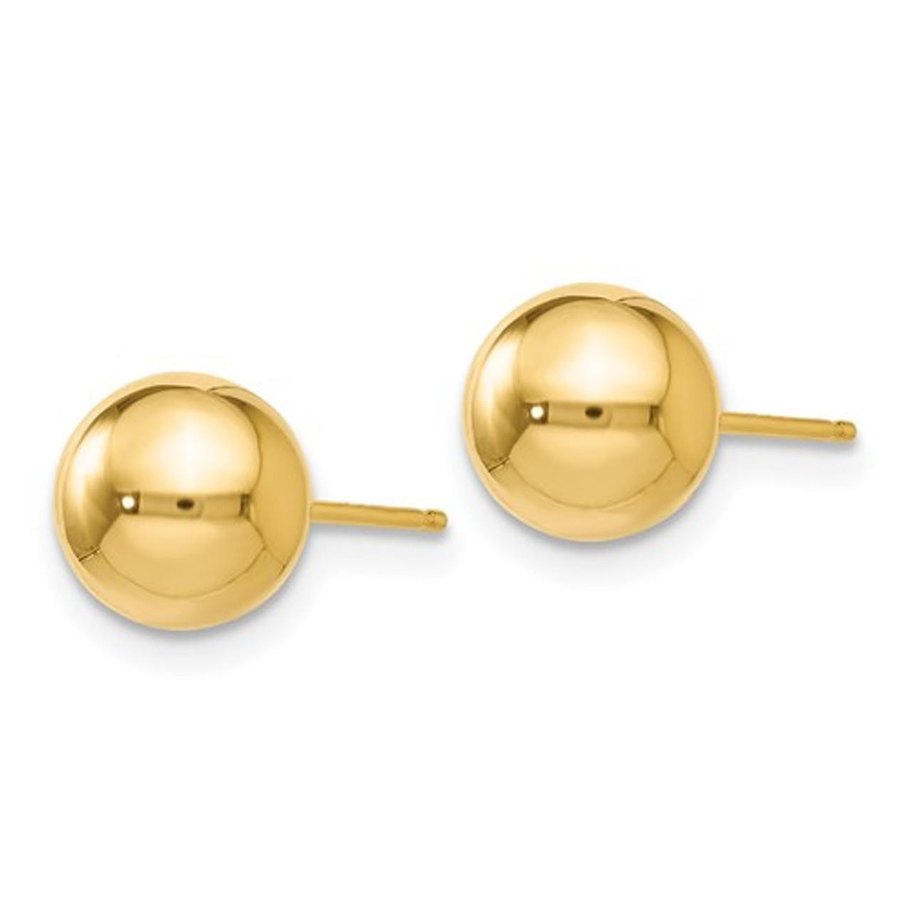 14K Solid Yellow Gold Ball Stud Earrings 7mm