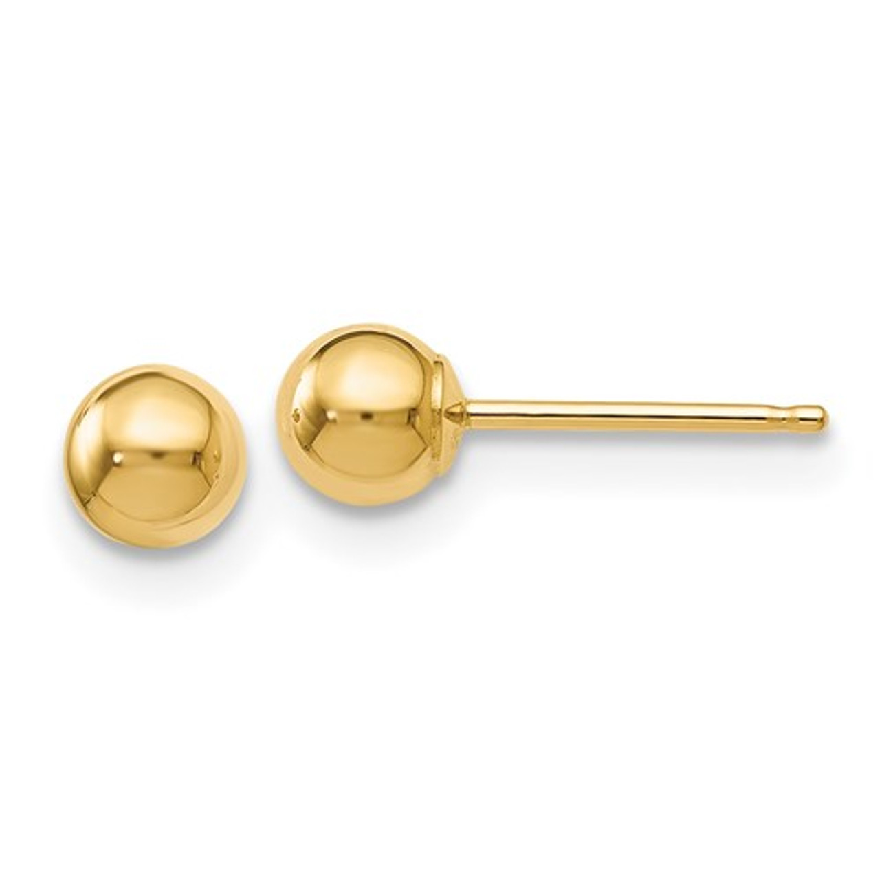 14k Yellow Gold 4mm Shiny Ball Earrings | Harry Ritchie's