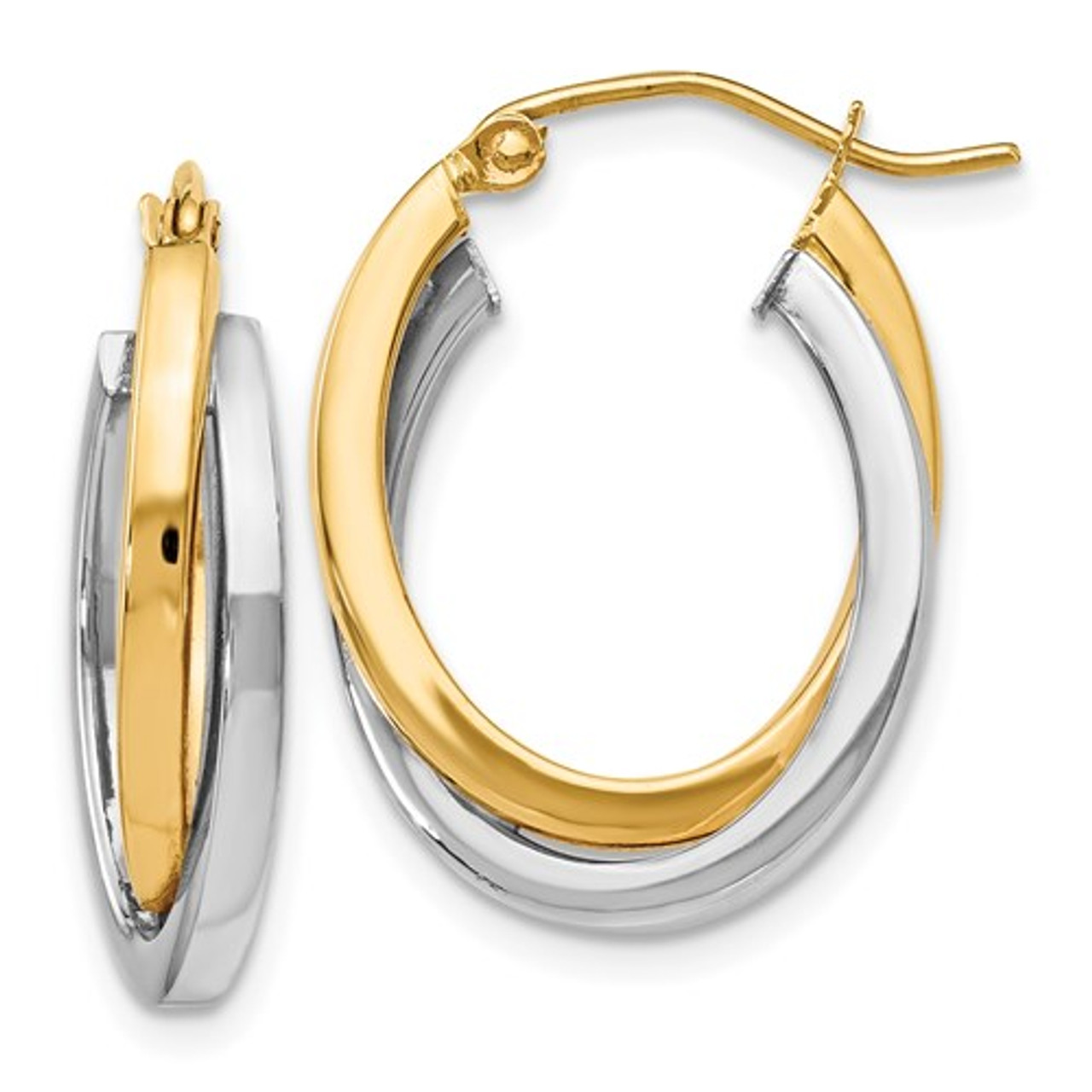 14k Gold Two-Tone Double Hoops