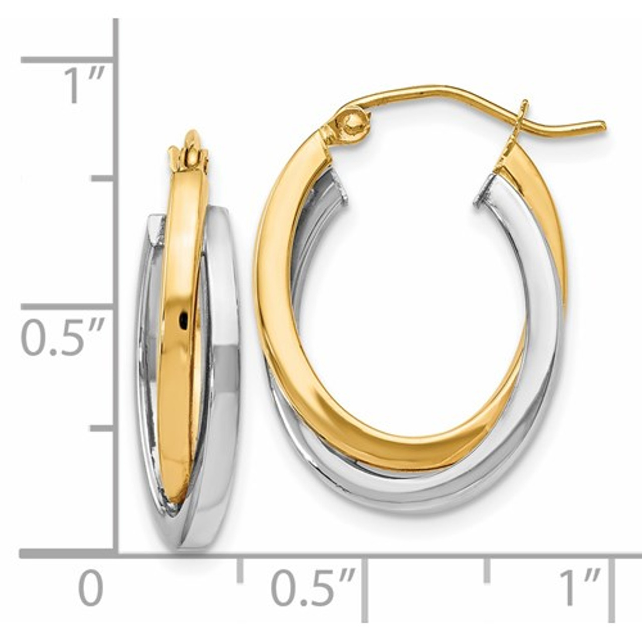 14k Gold Two-Tone Double Hoops