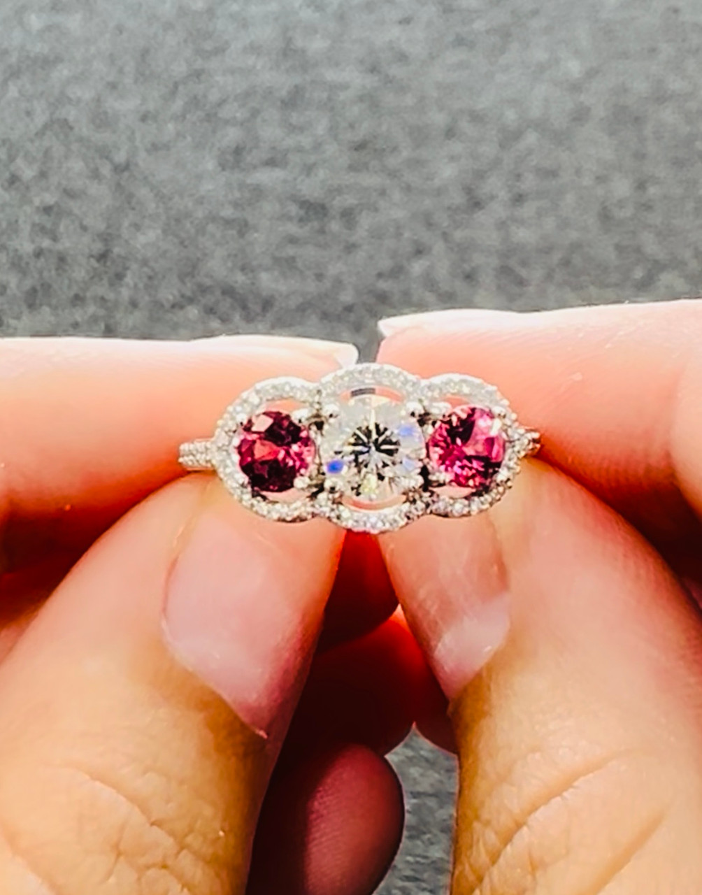 Diamond Pink Tourmaline Engagement Ring