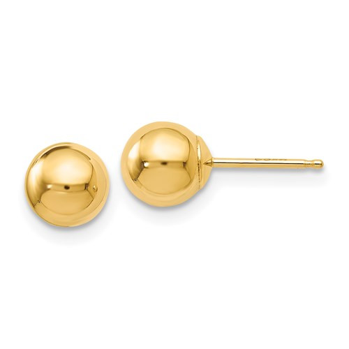 6mm 14k Gold Ball Earrings