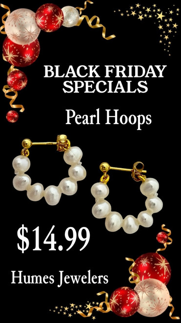 Black Friday Special #14 - Freshwater Pearl Hoop Earrings