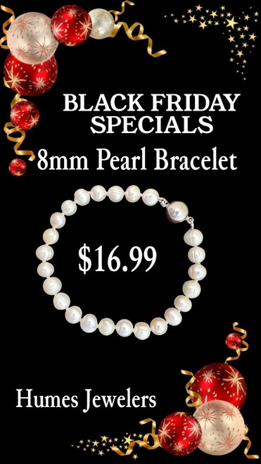 Black Friday Special #16 - 8mm Pearl Bracelet with Magnetic Clasp