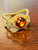 18k Mandarin Garnet & Diamond Ring.