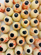 Spooky eyes with filled raspberry caramel