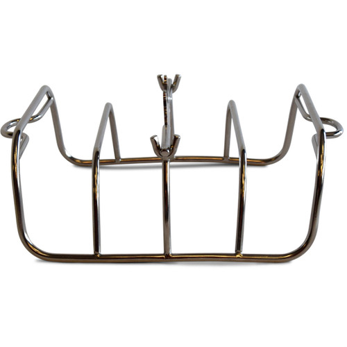 The Stainless Steel Rib Rack, a durable metal rack designed to hold ribs during grilling or cooking, perfect for BBQ enthusiasts.