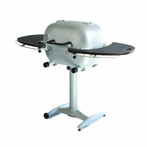 PK Grills The PK360 Grill & Smoker - Classic Silver, compact portable barbecue grill and smoker with side shelves and adjustable temperature controls.