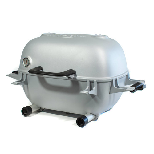 PK360 Grill & Smoker, Compact portable grilling and smoking device with temperature gauge and easy-to-handle design for outdoor cooking.